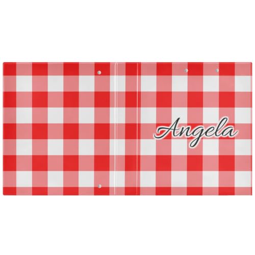Custom 3 Ring Binder 1.5 Inch Round Rings Red Checkerboard Personalized Name Binders Organizer Fashion View Binder with 2 Pockets for School Office Supplies - color: Multi08
