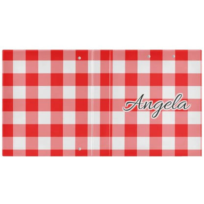 Custom 3 Ring Binder 1.5 Inch Round Rings Red Checkerboard Personalized Name Binders Organizer Fashion View Binder with 2 Pockets for School Office Supplies - color: Multi08