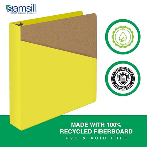 Samsill Durable 1.5 Inch Binder, D Ring Binder, Customizable Clear View Cover, Lemon Yellow, Holds 350 Pages - color: Yellow, size: 1.5 Inch