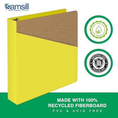Samsill Durable 1.5 Inch Binder, D Ring Binder, Customizable Clear View Cover, Lemon Yellow, Holds 350 Pages - color: Yellow, size: 1.5 Inch