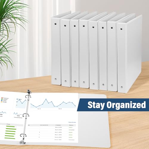1-Inch 3-Ring-Binder with Pockets - Bundle 12 Packs, 1'' Round Binders Holds 200 Sheets US Letter Size 8.5'' x 11'' - White Binders for Home, Office, and Back to School (1'' - 12 Packs) - size: 1'' - 12 Packs