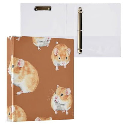 1 and A Half Inch Notebook Binders Three Rings School Supplies Binder with Pocket Cover Assorted Binders Hardcover 1 Pack Aesthetic Hamster Animal