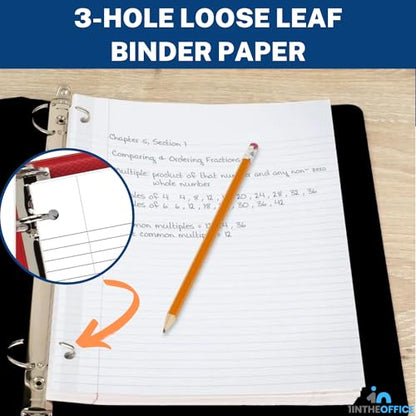 1InTheOffice Filler Paper College Ruled 8.5 x 11, 3-Hole Loose Leaf Binder Paper, Letter Size, (400/Pack)