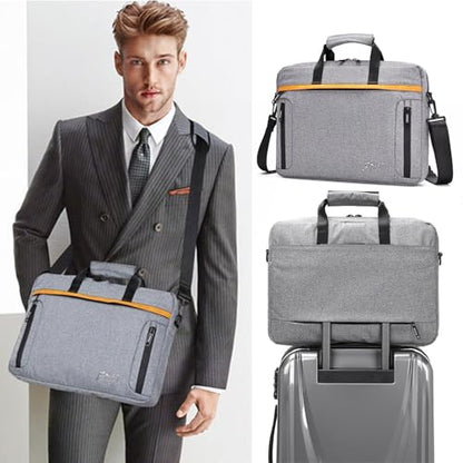 BESMART Waterproof RFID Laptop Bag fits 15.6 Inch Computer, Shoulder Business Briefcase Bag Crossbody Messenger Bags for Men - color: Grey