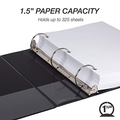 Samsill 4 Pack Durable 1.5 Inch 3 Ring Binders, Round Ring, Clear View Cover for Presentations, Black - color: Black, size: 1.5-Inch