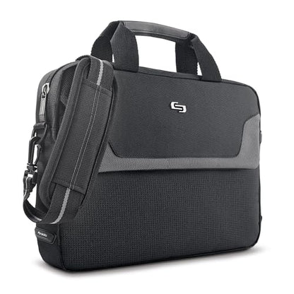 Solo New York Briefcase - Laptop Carrying Bag for Women & Men, Brief for Travel & Work, Full Length Front Pocket, Adjustable Shoulder Strap, Fits 14" Computer - Flatiron Slim, Black