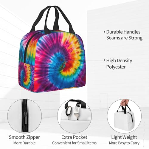 Tie Dye Lunch Box - Insulated Lunch Bags for Kids Boys Girls Reusable Lunch Tote Bags, Perfect for School/Camping/Hiking/Picnic/Beach/Travel - color: Tie Dye