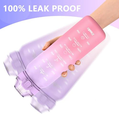 SLUXKE 24oz Insulated Water Bottle 18/10 Stainless Steel with 2Lids(Straw Lid& Spout Lids), 700ml Double Wall Vacuum Water Bottle with Handle Keep Cold and Hot for Men, Women & Kids PURPLE PINK - color: PURPLE PINK, size: 24 Ounces