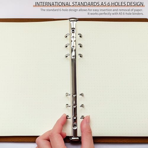 A5 Dot Grid Paper, 100GSM A5 Dotted Refill Paper for 6 Ring Refillable Binder/Planner/Diary Journals/Painting -Dotted Pages,80 Sheets/160 Pages (Beige-Dot Grid-A5) - size: Beige-Dot Grid-A5