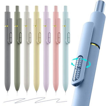 8 Pack Blue Gel Pens with Fidget, Quick-drying Blue Ink No Smudge | 0.7mm Fine Point Smooth, Long-Lasting Ink, Soft Grip Retractable Pens for Journaling School Office, Gift for Women Men Nurse - color: Morandi-Blue Ink-8Pcs