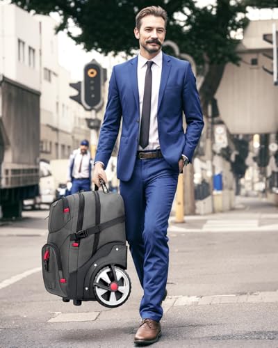 MATEIN Rolling Laptop Bag with Larger Wheels, Anti Theft Lock for Adult Men | 17 Inch Spacious Roller Back Packs, Heavy Duty Rolling Large Carry On Luggage, For Office Work Travel, Grey - color: Grey