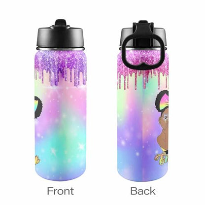 Personalized Water Bottle for Kids, Personalized Girl Water Bottle with Name Stainless Steel Insulated Cup Customized Gifts - color: Color_18