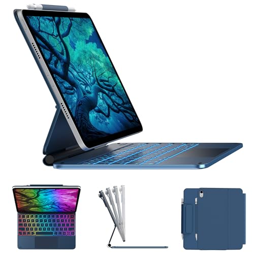 typecase Edge Keyboard Case for iPad 11th Gen A16 (2025) & 10th Gen 10.9" (2022) – Multi-Touch Trackpad, 11-Color Backlit Magic-Style Keyboard – Floating Magnetic Stand, Pencil Holder – Pacific Blue - color: Pacific Blue