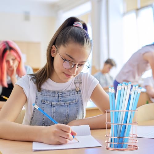 24 Pcs Round Pencils with Eraser 2 HB Cute Pencils Bulk for School Graphite Wood Color Unsharpened Pencil for Drawing Sketching Wedding School Teacher Supplies Student Reward(Blue) - color: Blue
