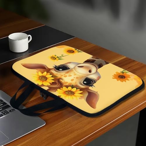 Giraffe 10 Inch Laptop Sleeve, Laptop Cover Computer Bag Tablet Carrying Case with Handle, Fashion Zipper Tote Bags Notebook Sleeves Handbag Messenger Briefcase Gifts for Women - color: Giraffe, size: 10inch