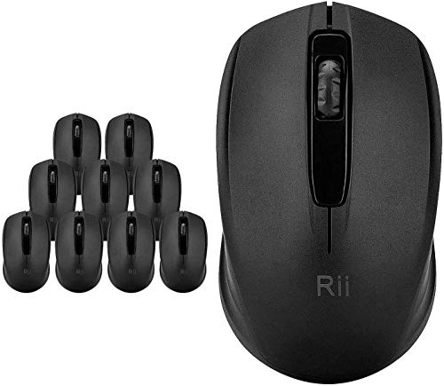 Rii 10-Pack Wireless Mouse,2.4G Portable Computer Mice for PC, Laptop, Windows,Office Included Wireless USB dongle (Black) - color: 10pack(Black)