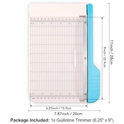 Guillotine Paper Trimmer, 9" Portable Precision Paper Cutter for Crafting Photos & Scrapbooking (Tissue/Felt/Cardstock) with Grid Alignment & Smudge Guard -Self-Sharpening Blade, Dual Measuring Scales - color: M: 6.25" X 9"