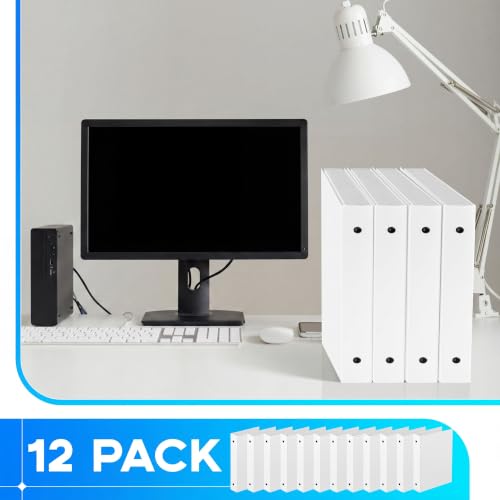 Henoyso 12 Pcs 1.5 Inch Mini 3 Ring Binders Fits 5.5" x 8.5" Paper, Holds(Capacity 350 Sheets), Plastic Flexible Three Round Rings Small White A5 Binders Bulk for School, Office Use, Photo Album - color: White, size: 1.5 Inch