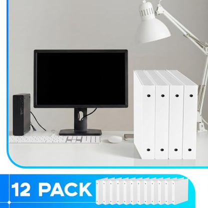 Henoyso 12 Pcs 1.5 Inch Mini 3 Ring Binders Fits 5.5" x 8.5" Paper, Holds(Capacity 350 Sheets), Plastic Flexible Three Round Rings Small White A5 Binders Bulk for School, Office Use, Photo Album - color: White, size: 1.5 Inch