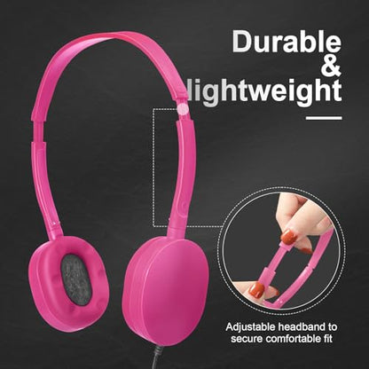 Kanayu 30 Pack Wired Headphones, Adjustable On Ear Headphones, Kids Headphones with Stereo, Children Headphones Earbuds for Kids, Boys, Girls, Schools, Laptop, Travel, Plane, Tablet (Multicolors) - color: Multicolors