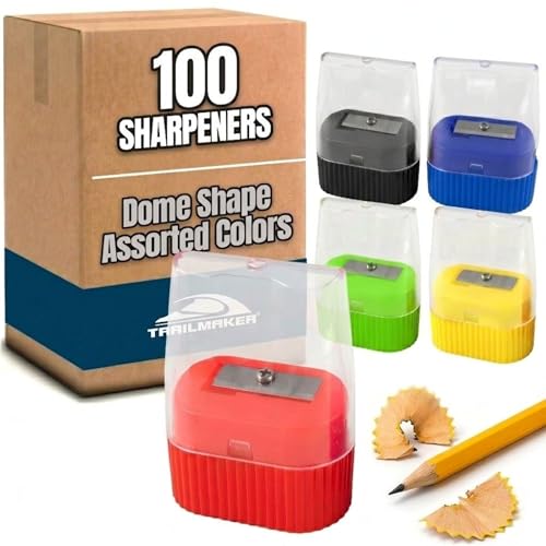 100 Pack Handheld Manual Pencil Sharpeners in Bulk Plastic Pencil Sharpeners for School, Kids, Teachers - Use for Colored Pencils, #2 Pencils, Crafts, Art Classrooms, Camp - color: 100 Sharpeners Pack
