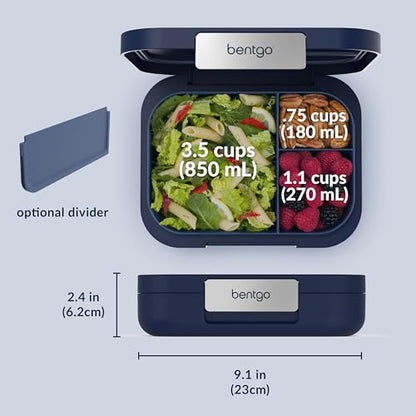 Bentgo® Modern - Leak-Resistant Bento Lunch Box For Adults, Teens, & Larger Appetites; Reusable BPA-Free Meal Prep Container with 3 or 4 Compartments, Dishwasher/Microwave Safe; 5 Cups (Navy) - color: Navy