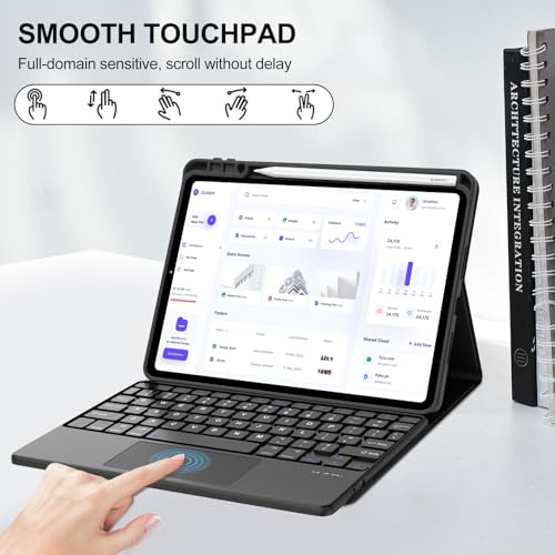 IVEOPPE Keyboard Case for Xiaomi Pad 8/8 Pro/Pad 7/7 Pro 11.2 Inch Trackpad | Magnetic Detachable Wireless Bluetooth Keyboard, Multi-Touch Trackpad, Pencil Holder, Stain Resistant Cover, Rechargeable - color: Black(Non-Backlit Keyboard)