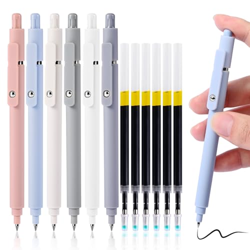 Gel Pens, 6 Pack 0.5mm Fine Point Pen Black Ink with 6 Refills, Quick Dry & No Smear, Smooth Writing Pens for Journaling, Back to School Supplies Office Desk Accessories Gifts for Nurse Women - color: 0.5mm Morandi-Silver Balls-Black Ink