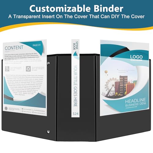 CIXILDTS 5" 3 Ring Binder, Standard 5-Inch Slant-D Ring Binder Fit Letter Size Paper, Presentation View Binders, 2 Packs, Black - color: Black, size: 5", style: 2-Pack