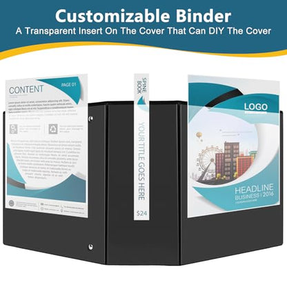 CIXILDTS 5" 3 Ring Binder, Standard 5-Inch Slant-D Ring Binder Fit Letter Size Paper, Presentation View Binders, 6 Packs, Black - color: Black, size: 5", style: 6-Pack