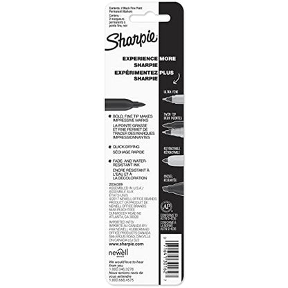 Sharpie 30162PP Permanent Markers, Fine Point, Black, 2 Count
