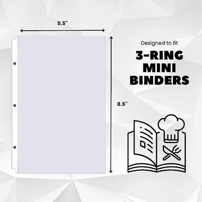Performore Heavyweight Clear Mini Sheet Protectors Holds 5.5 x 8.5 Inches Sheets, Fits a 3-Ring Binder, Crystal Clear and Acid-Free with Reinforced Holes, Top Loading Paper Protector (25 Pack)