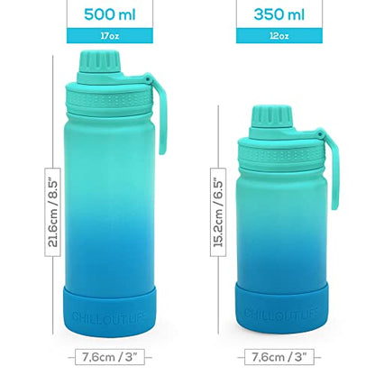 CHILLOUT LIFE 12oz Kids Insulated Stainless Steel Water Bottle with Leak Proof Spout Lid & 144 Stickers - color: Ocean Blue, style: 12 oz