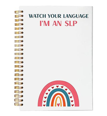 VNWEK SLP Speech Language Pathology Spiral Notebook Journal 5.5x8.3 Inch, Speech Therapy Gifts Journal for Therapist, Boho Rainbow Mental Health Lined Hardcover Spiral Notebook - color: lz-notebook-4