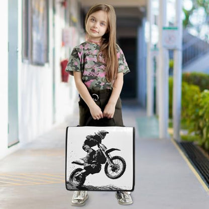 Motocross Rider Zipper Binder for School with Shoulder Strap & Extra Pockets - 1.5 Inch 3-Ring Binder Holds 500+ Sheets, Textbooks, Laptop#177