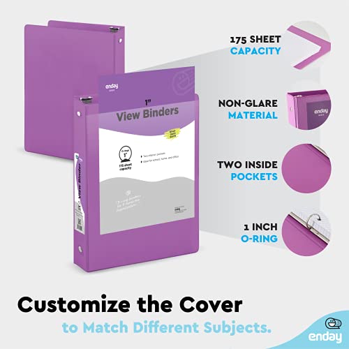 Enday 1 Inch Binder, Purple 3 Ring Binder 1 Inch, Heavy Duty Three Ring Binder, 175 Sheets Capacity - One Inch Binder for Home School and Office - color: Purple, size: 1-Inch