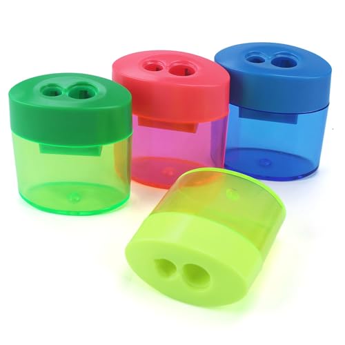 4PCS Bright Color Handheld Sharpeners High Carbon Steel Sturdy for Home Writing Tool Clear Shavings Container Sharpener - color: A