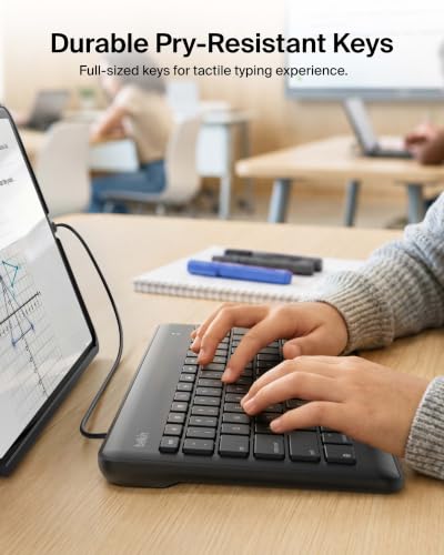 Belkin Wired Keyboard for iPad A16 / 10th Generation w/USB C Connector - Full-Size Keyboard, Plug‑and‑Play - Durable iPad Accessory for Schools, Offices, Travel - No Batteries Required - style: USB-C Connector Keyboard Only