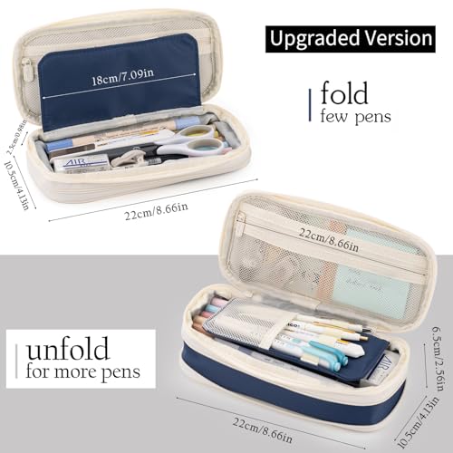 EASTHILL Big Capacity Pencil Case Large Pencil Pouch Stationery Pen Bag for Teen Girls-Navy - color: Navy