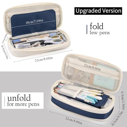 EASTHILL Big Capacity Pencil Case Large Pencil Pouch Stationery Pen Bag for Teen Girls-Navy - color: Navy