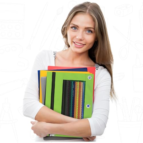 Pencil Pouch for 3 Ring Binder - 3 Hole Zipper Pen Case Bag Holder Bulk Accessories Clear Window Aesthetic Organizer Pockets (Grass Green) - color: Grass Green
