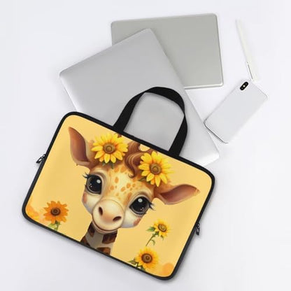 Giraffe 13 Inch Laptop Sleeve, Laptop Cover Computer Bag Tablet Carrying Case with Handle, Fashion Zipper Tote Bags Notebook Sleeves Handbag Messenger Briefcase Gifts for Women - color: Giraffe, size: 13inch