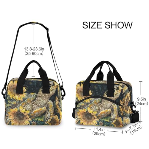 ALAZA Turtle and Sunflowers Insulated Lunch Bag Women Men Portable Reusable Cooler Lunch Tote Bag for Work Office Picnic College - color: Multi 18