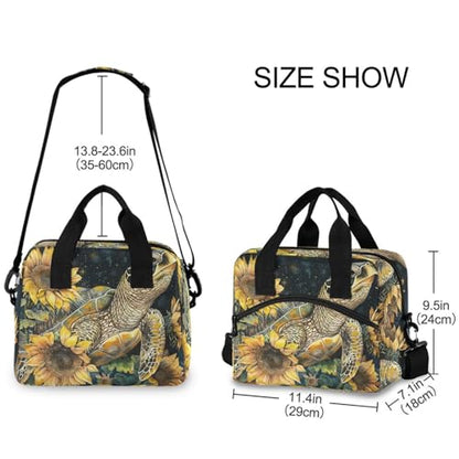 ALAZA Turtle and Sunflowers Insulated Lunch Bag Women Men Portable Reusable Cooler Lunch Tote Bag for Work Office Picnic College - color: Multi 18