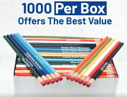 Pencil Guy Promotional Personalized Natural Round Pencils | 144 to a box, 19 color(s) to choose from, Imprinted - color: Natural, size: 1 Count (Pack of 144)