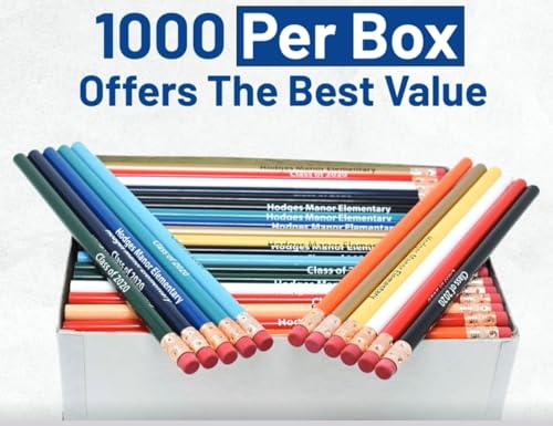 Pencil Guy Promotional Personalized Imprinted Purple Round Pencils | 144 to a box, 19 color(s) to choose from - color: Purple, size: 1 Count (Pack of 144)