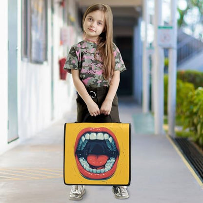 Funny Cartoon Mouth Zipper Binder with Shoulder Strap, 500 Sheets Capacity, Multiple Pockets 1.5Inch 3 Ring Zipper Binder - color: Funny Cartoon Mouth