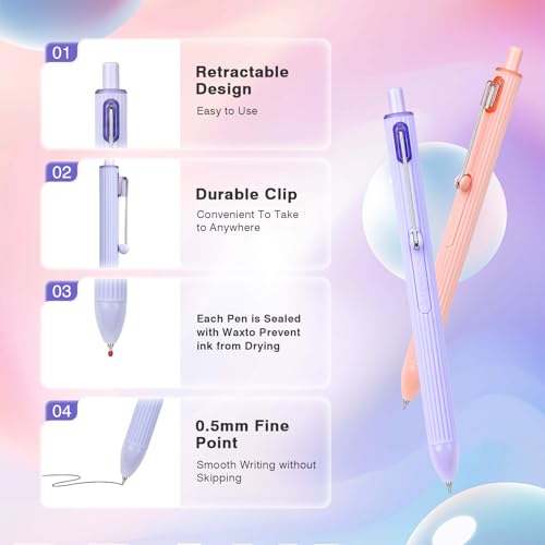 Ddaowanx Gel Pens,5Pcs Fine Point Smooth Writing Pens with Textured Silicone Pen Sleeve into a Sensory ADHD Tool,0.5mm Quick Dry Black Ink for Journaling,Writing,Note Taking,Office&School Supplies - color: Candy