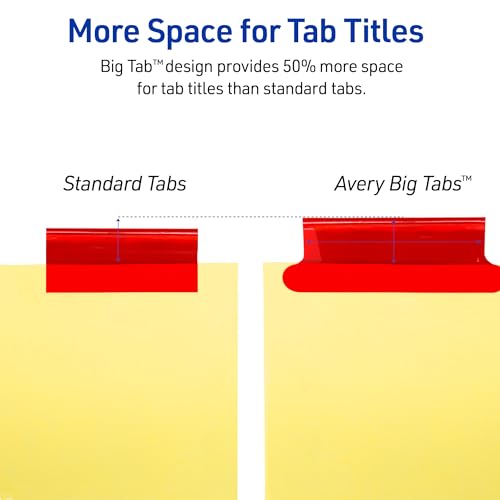 Avery Binder Dividers - 5-Tab Insertable Multicolor Big Tabs for Binders, 6 Sets of Dividers (11109) - size: 6-Pack