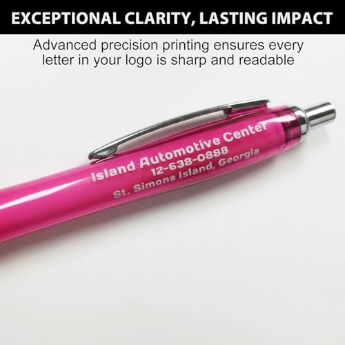 Custom Pens with Logo for Business - Pack of 100 Bulk Promotional Pens - color: Pink